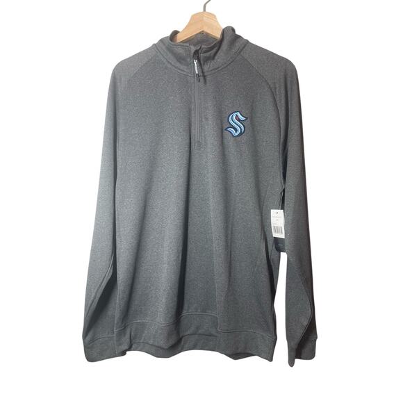 Seattle Kraken NHL Mens 1/4 Zip Pullover Shirt LS Gray Sz Medium Quarter NEW - Picture 1 of 5